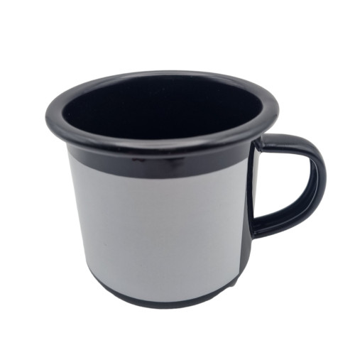 10oz Black Enamel Mug with White Panel