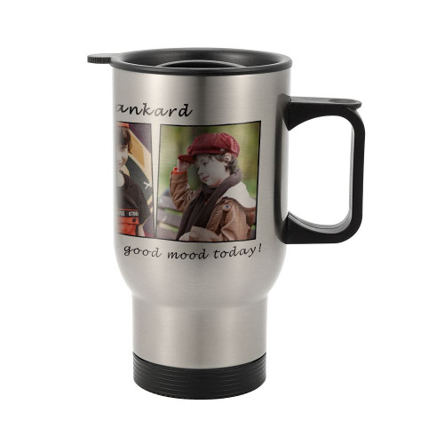 14 oz Stainless Steel Travel Mug Silver