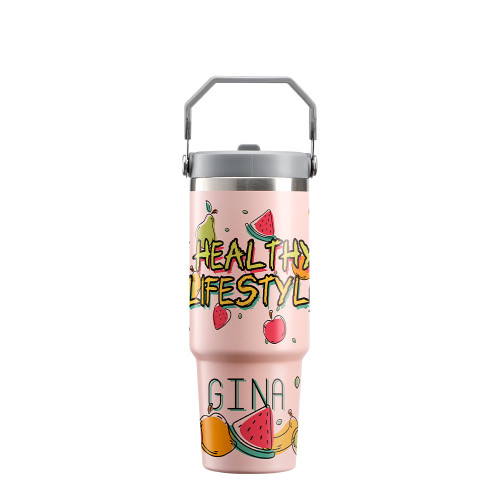 30OZ Stainless Steel Tumbler with Handle Pink Matte