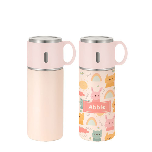 350ml Stainless Steel Bottle with Cup Lid - Pink