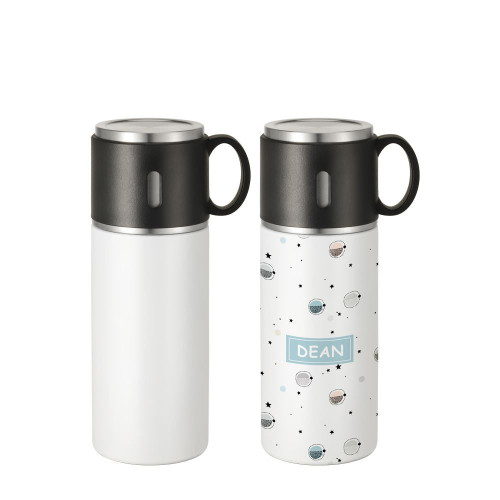 350ml Stainless Steel Bottle with Cup Lid - White