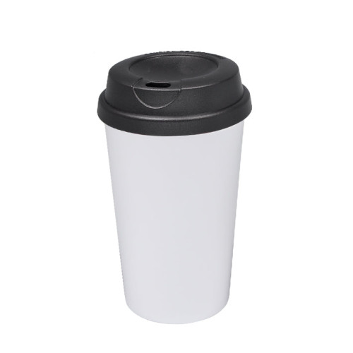 380ml Polymer Travel Mug White - Black Lid