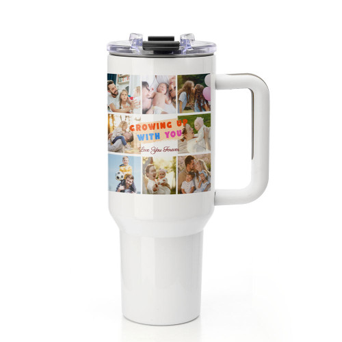 40OZ Travel Mug with Plastic Handle - White