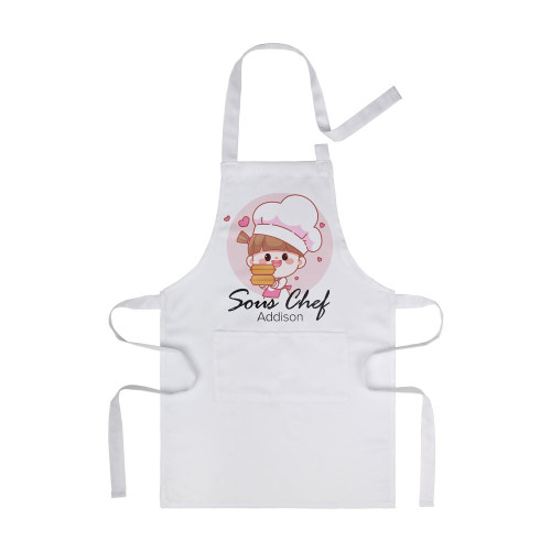 Kids White Polyester Apron