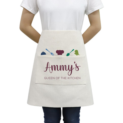 Linen Adult Waist Apron with Pocket