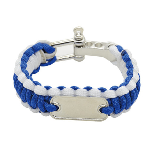 Paracord bracelet blue and white