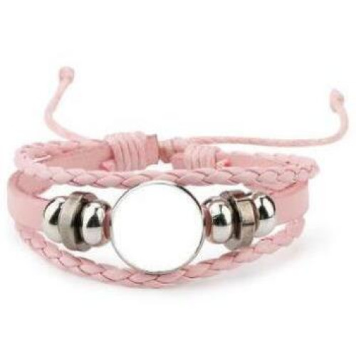 Pink Leather Bracelet + gift box