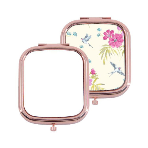 Square Compact Pocket Mirror - Rose Gold