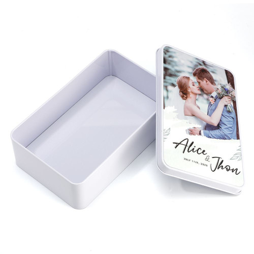 Rectangle Metal Tin - White