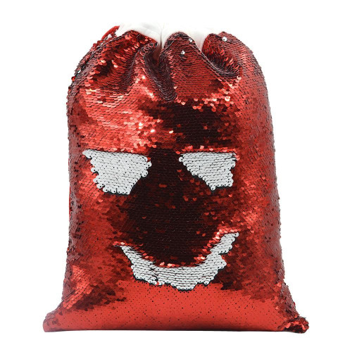 Red Sequin Christmas drawstring sack - 30 x 40 cm