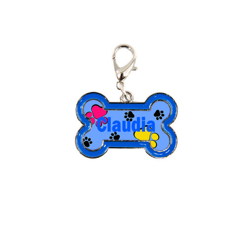 Dog Tag Bone Shape - Blue