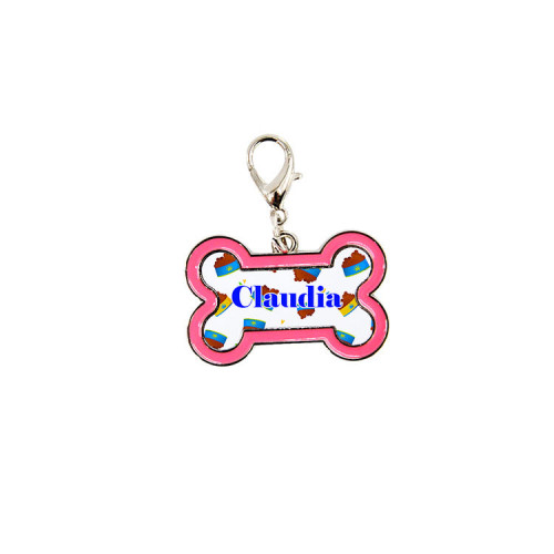 Dog Tag Bone Shape - Pink