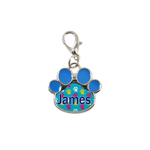 Dog Tag Paw Shape - Blue