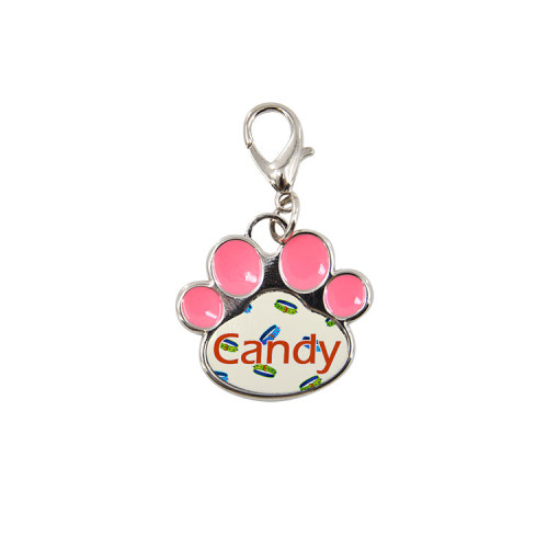 Dog Tag Paw Shape - Pink