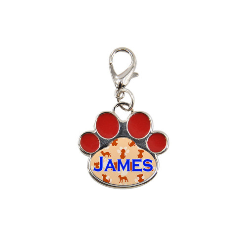 Dog Tag Paw Shape - Red