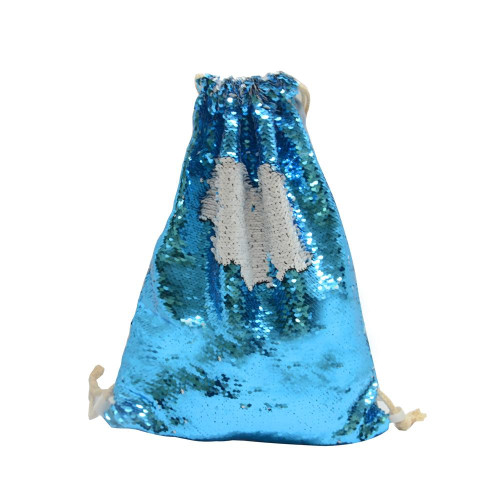 Blue Sequin drawstring bag - 34 x 45 cm