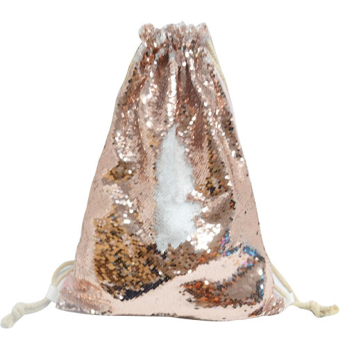 Champagne Sequin drawstring bag - 34 x 45 cm