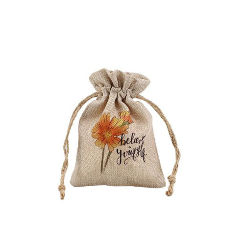 Faux Burlap Drawstring Bag - 12 x 17 cm