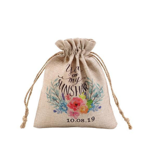 Faux Burlap Drawstring Bag - 17 x 21 cm