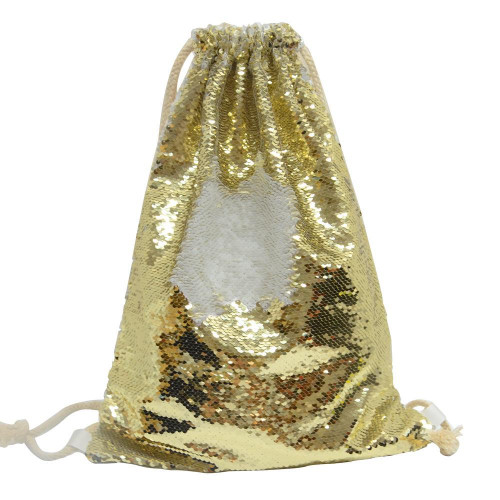 Gold Sequin drawstring bag - 34 x 45 cm