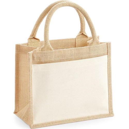 Jute Tote Bag with pocket - 43 x 34 x 19 cm