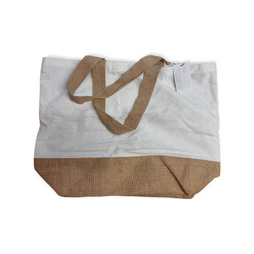 Jute & Polyester Tote Bag - 57 x 43 x 16 cm