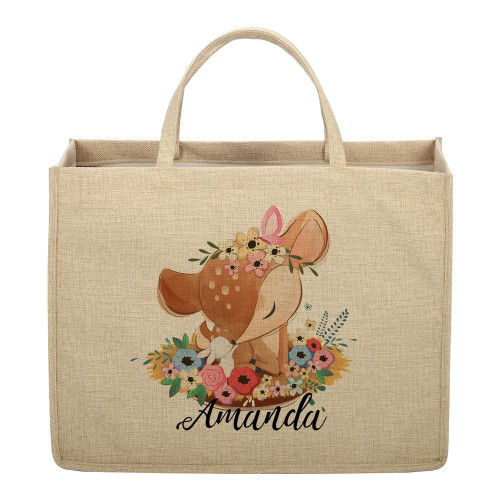 Linen Jute Tote Bag Natural - 43 x 34 x 19 cm