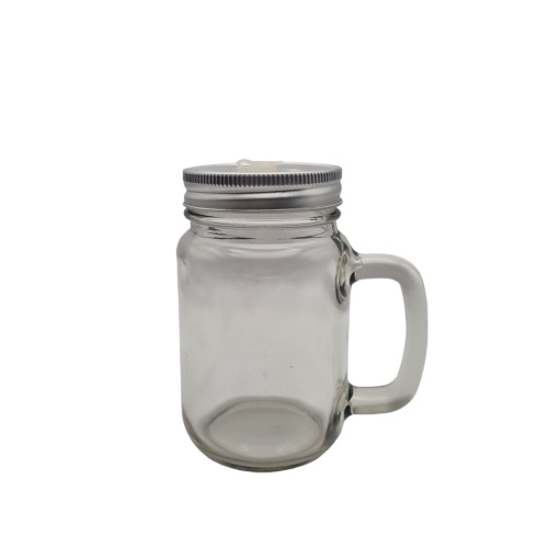 Glass Mason Jar with straw