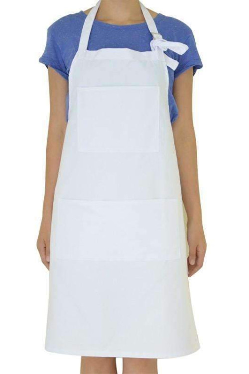 Adult Apron With Pocket - White