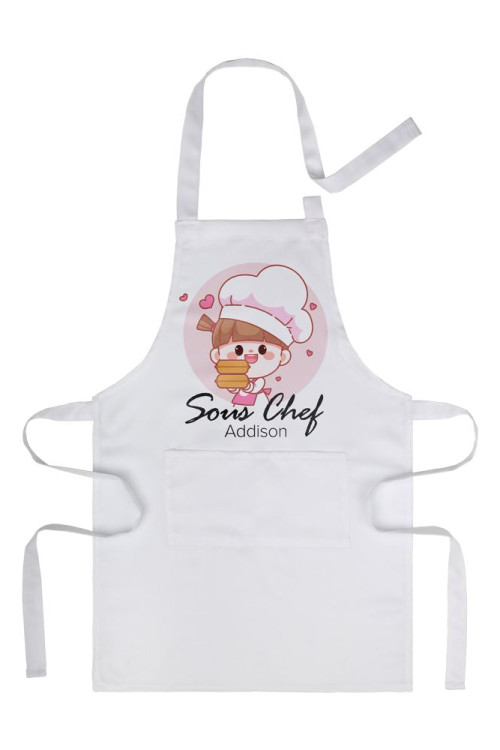 Kids White Polyester Apron