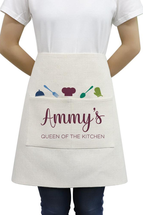 Linen Adult Waist Apron with Pocket