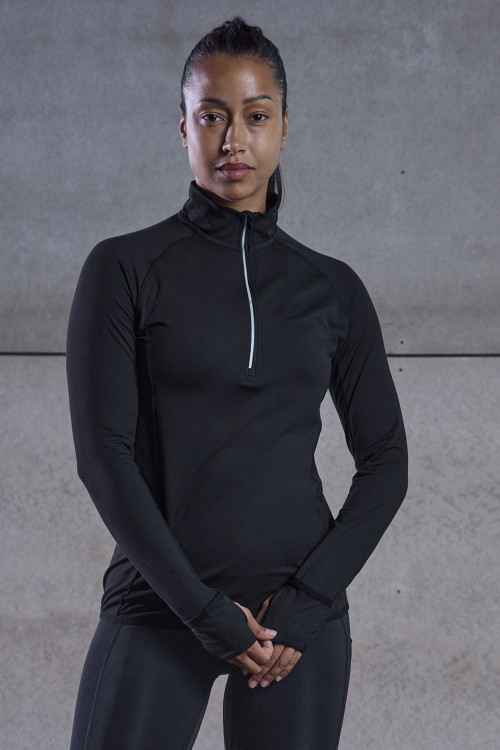 Womens Long-Sleeved ¼ Zip Top