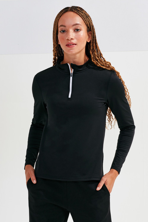 WomenS Tridri Recycled Long Sleeve Brushed Back ¼ Zip Top