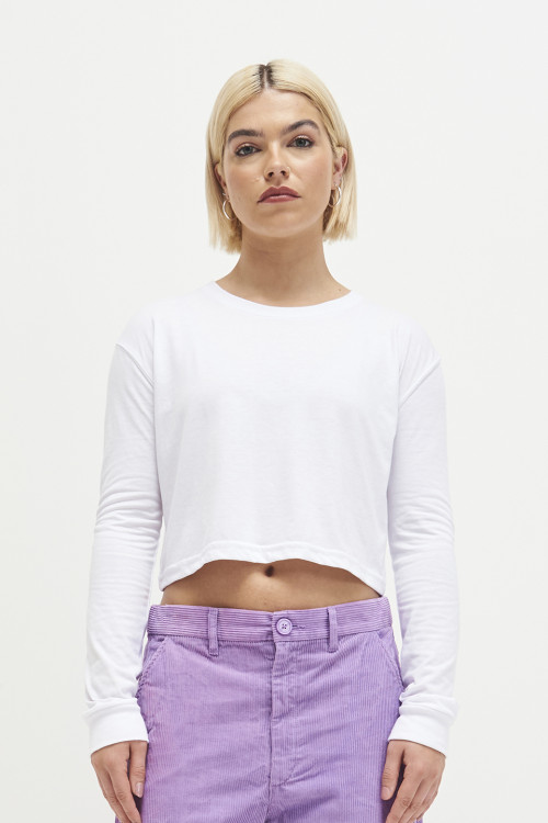 Womens Long Sleeve Cropped T