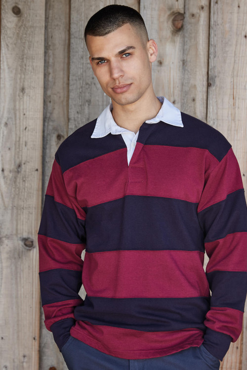 Sewn Stripe Long Sleeve Rugby Shirt