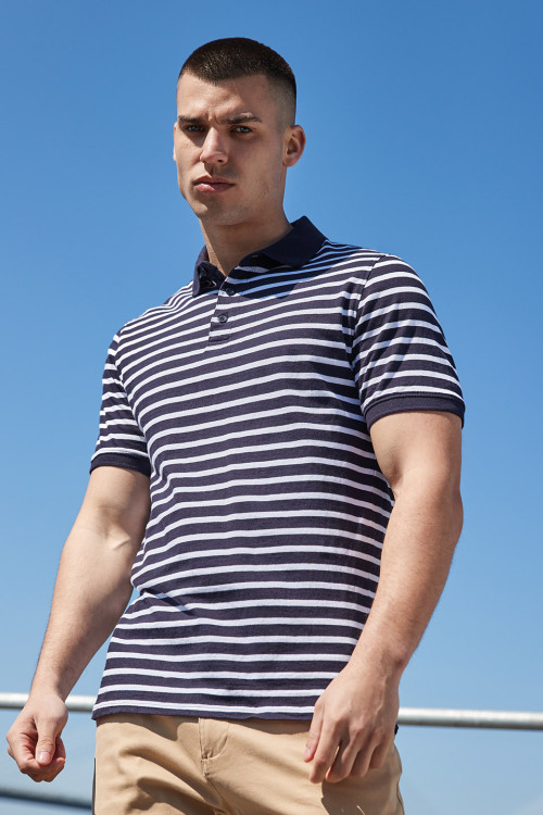 Striped Jersey Polo Shirt