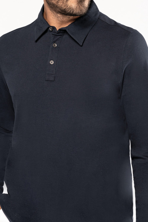 Jersey Knit Long Sleeve Polo Shirt