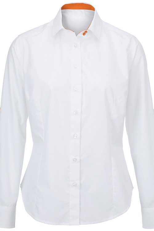 Womens White Roll-Up Sleeve Shirt (Nf521W)