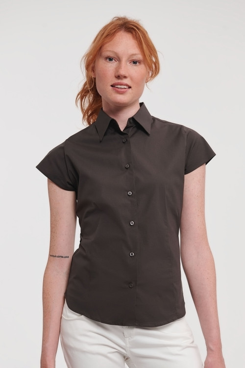 Womens Short Sleeve Easycare Fitted Stretch Shirt