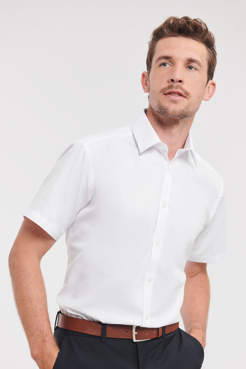 Short Sleeve Herringbone Shirt