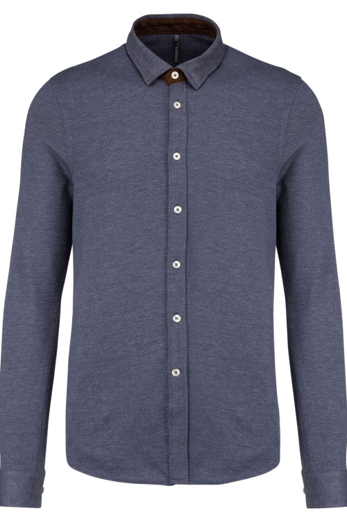 Long-Sleeved Jacquard Knit Shirt