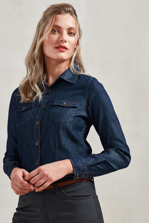 Womens Jeans Stitch Denim Shirt