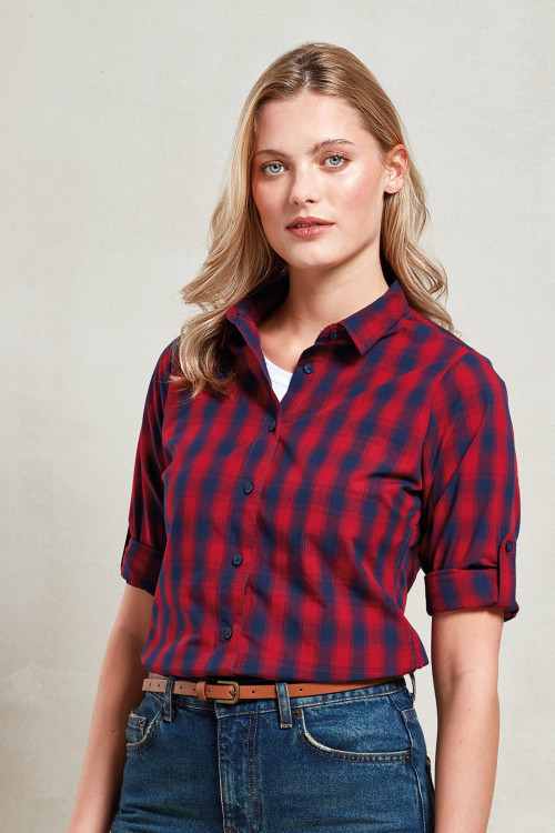 Womens Mulligan Check Cotton Long Sleeve Shirt