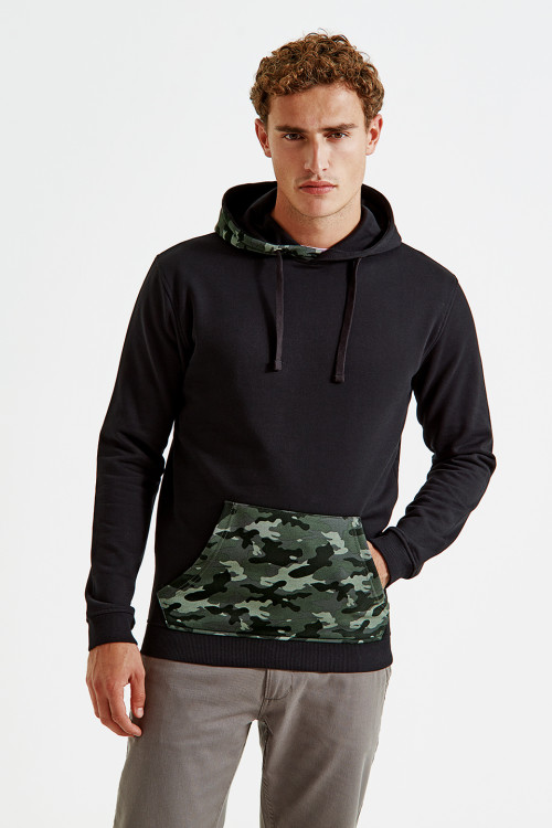 Mens Camo Trimmed Hoodie