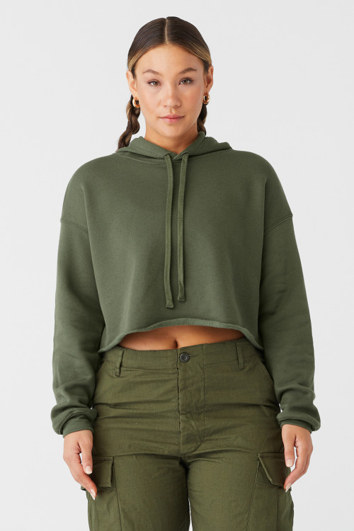 Womens Cropped Fleece Hoodie