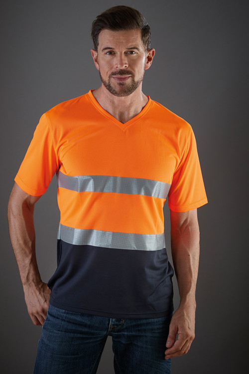 Hi-Vis Top Cool Super Light V-Neck T-Shirt (Hvj910)