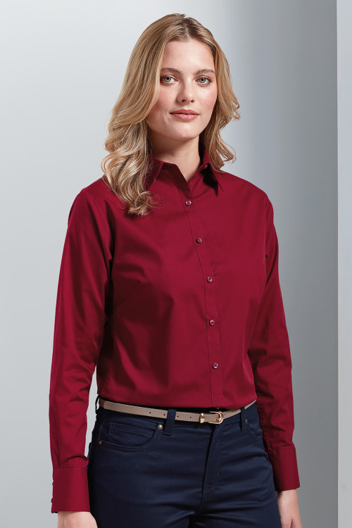 Womens Poplin Long Sleeve Blouse