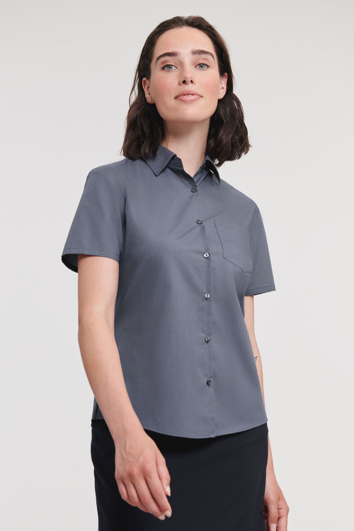 Womens Short Sleeve Polycotton Easycare Poplin Shirt