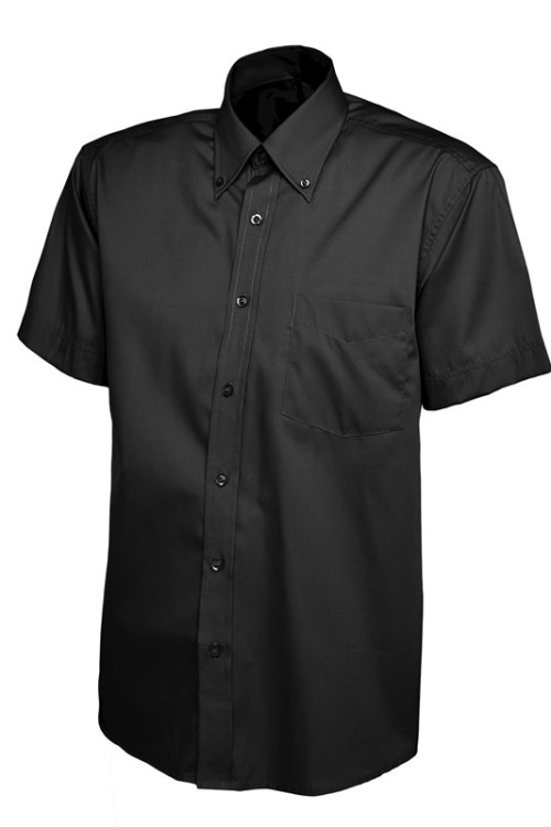 Uneek UC702 – Black – 2XL (18.5) – Mens Pinpoint Oxford Half Sleeve Shirt