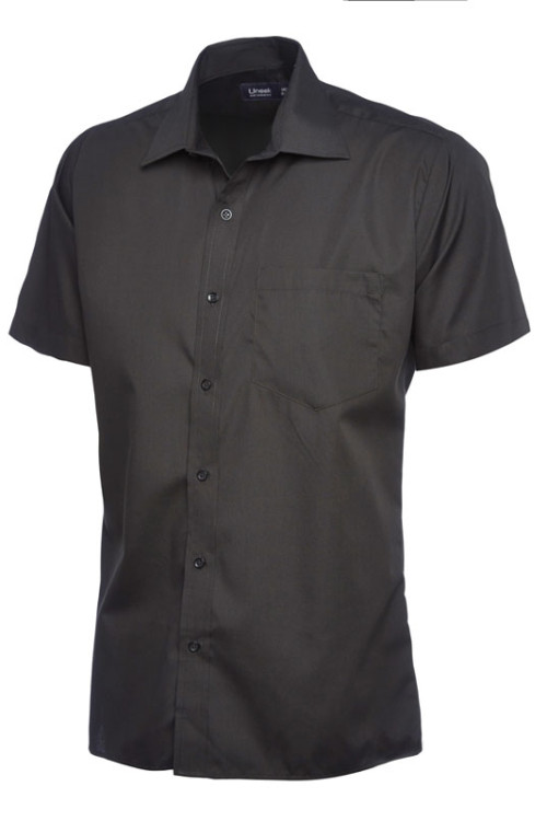 Uneek UC710 – Black – Small  – Mens Poplin Half Sleeve Shirt